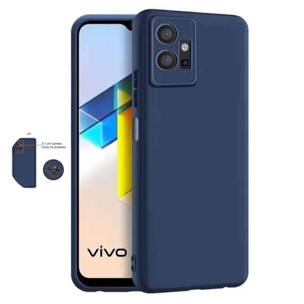 Vivo T1 / iQOO Z6 5G Back Cover | Soft Silicone Camera Protection Matte Silicon Flexible , | Rubberised Back Case Cover for Vivo T1 / iQOO Z6 5G , With free 11D Glass