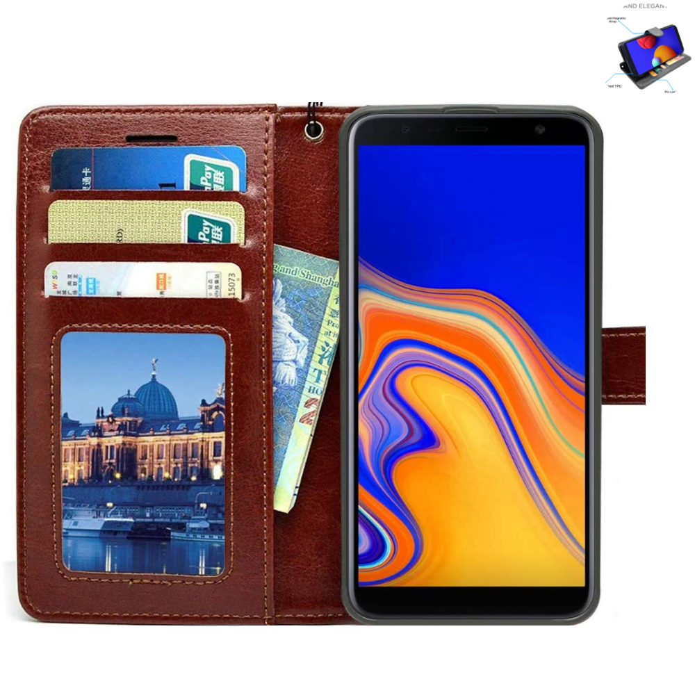 Flip Cover For Samsung J4 Plus Core Leather Cover With Camera Protection