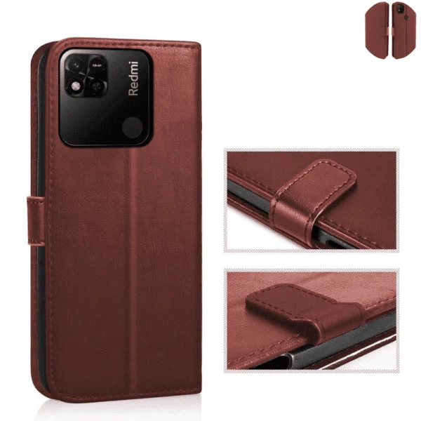 Flip Cover For Redmi 10A Leather Cover With Camera Protection