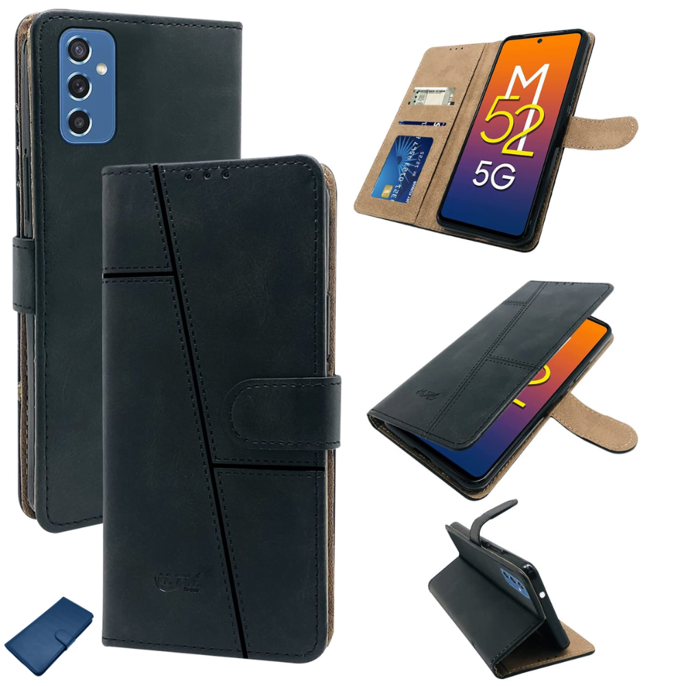 Flip Cover For Samsung M52 5G Leather Cover With Camera Protection