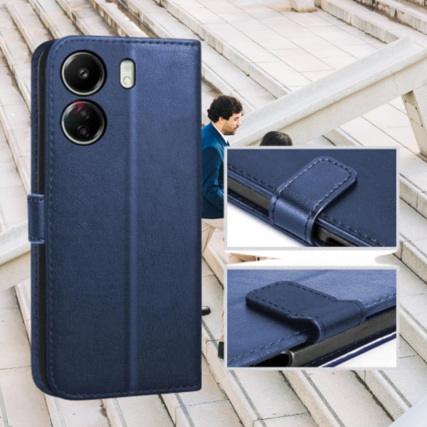 Flip Cover For Redmi 13C 4G Leather Finish