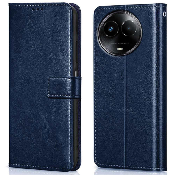 Flip Cover For Realme C67 Leather Finish Blue